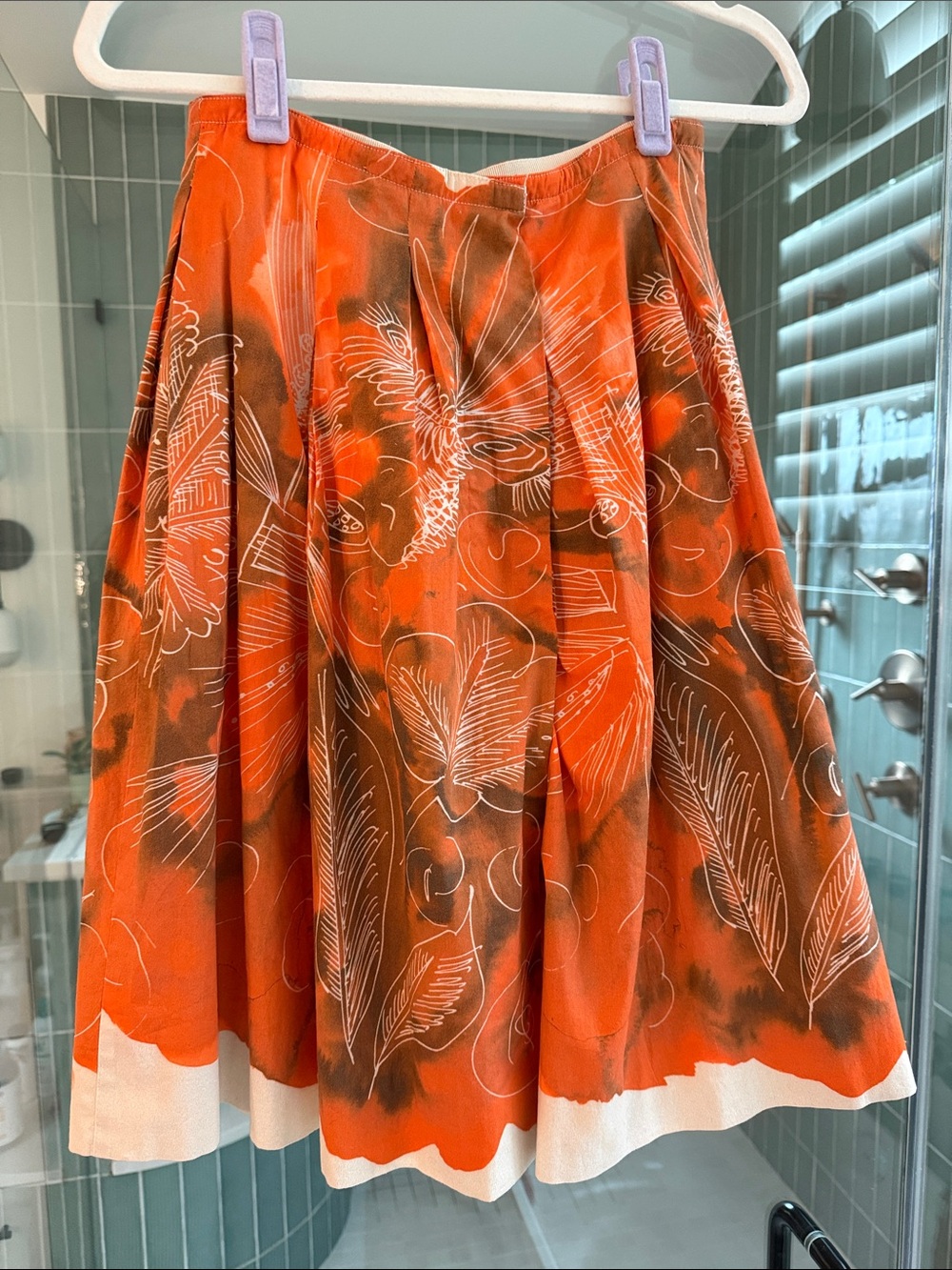 Piazza Sempione Orange & Cream Floral Circle Skirt